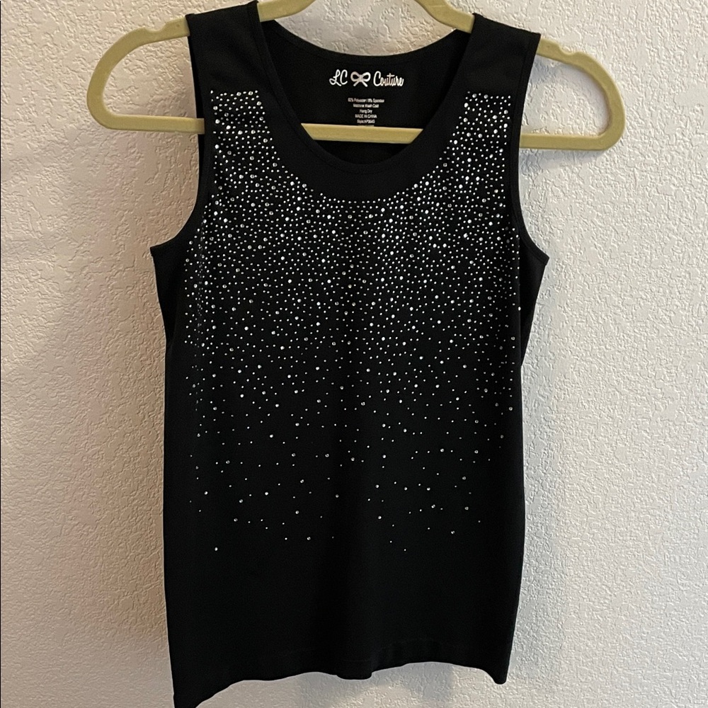Elegant Black Embellished Tank Top